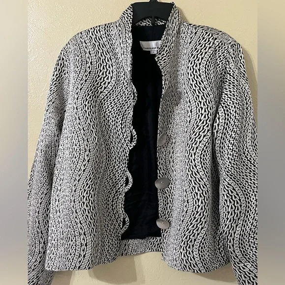 Caroline Rose Silver Chain Printed Dress Jacket Blazer size Large